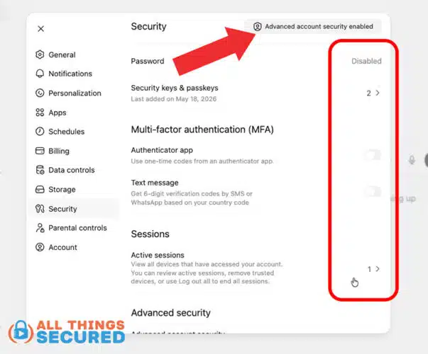 OpenAI Advanced Account Security enabled.