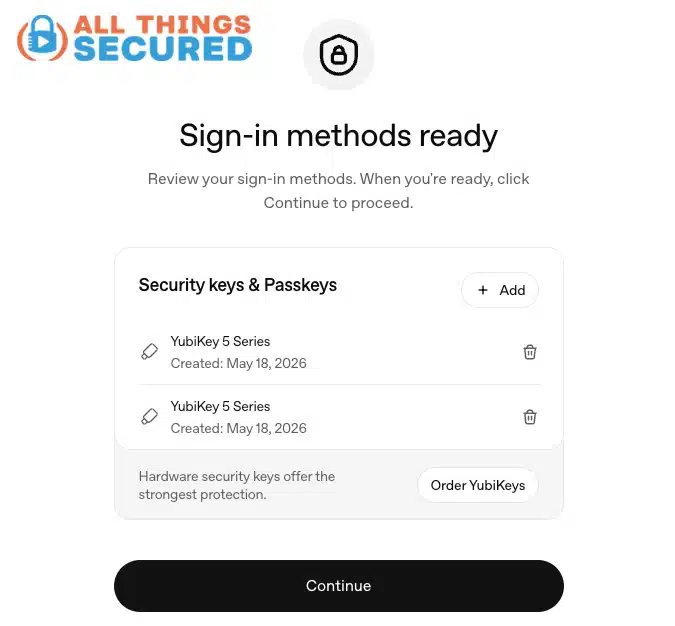 OpenAI Advanced Account Security Keys added