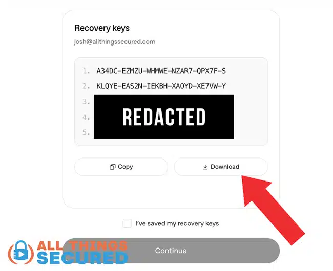 Recovery key example for OpenAI Advanced Account Security