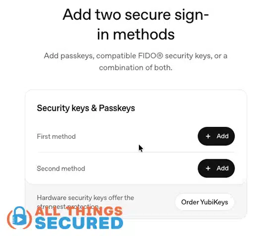 OpenAI passkeys and security keys