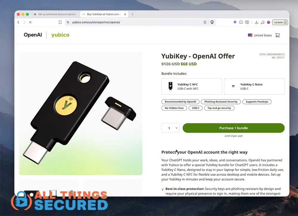 OpenAI Yubico physical security key bundle
