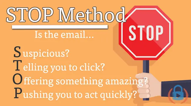 Using the STOP method to defeat email phishing scams