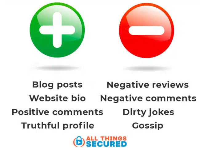 Examples of positive and negative digital footprints