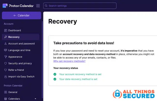 Proton account recovery