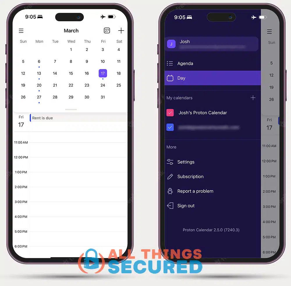 Proton Calendar iOS app