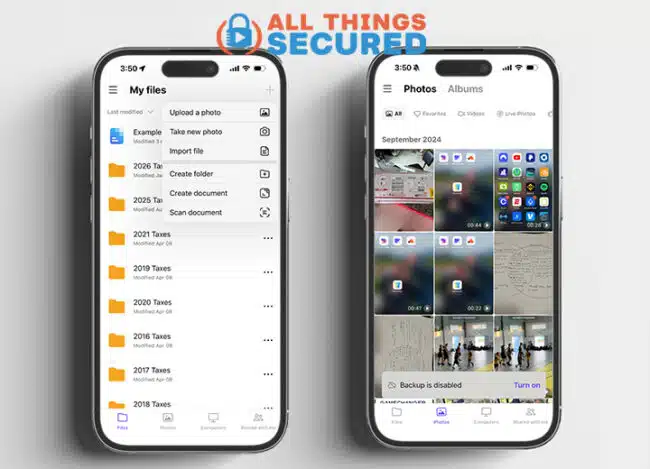 Proton Drive mobile app examples