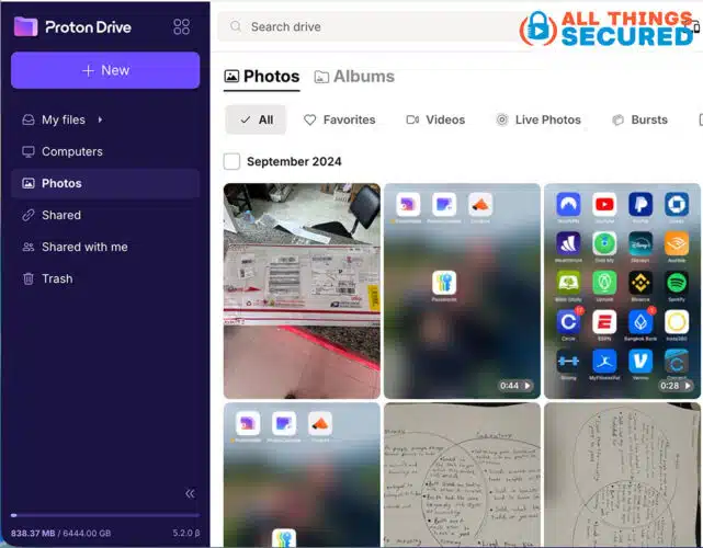 Proton Drive web app screenshot