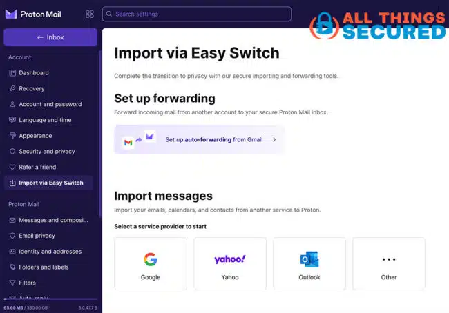 ProtonMail Easy Switch tool