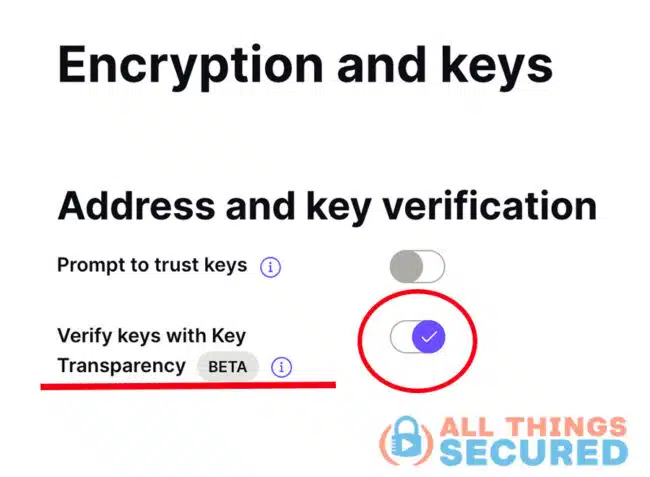 Key Transparency setting in Proton Mail