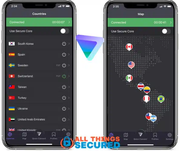 Proton VPN mobile app