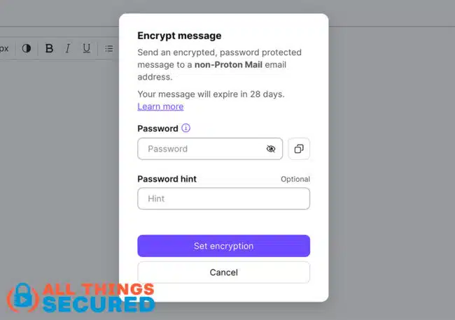 Encrypt email from Proton Mail