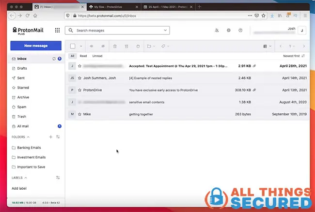 ProtonMail inbox