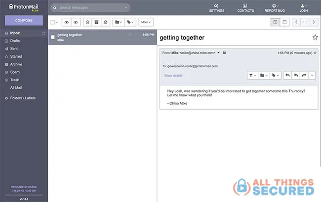 ProtonMail inbox screenshot