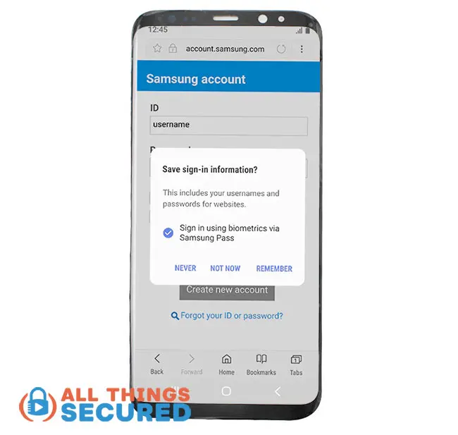 Save passwords in Samsung Pass