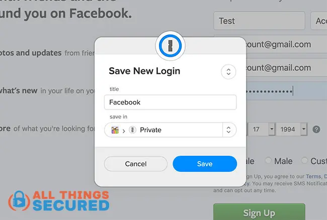 Save new passwords in your password manager