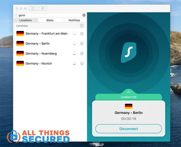 Surfshark Germany server