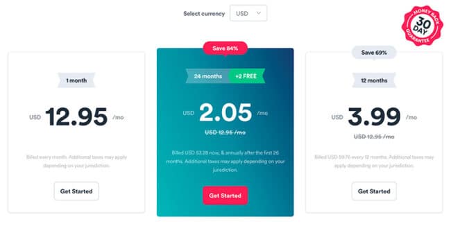 Surfshark pricing