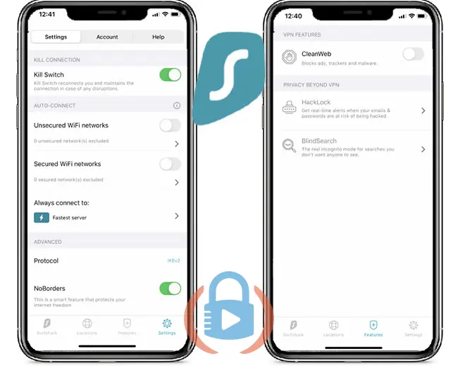 Surfshark mobile app settings