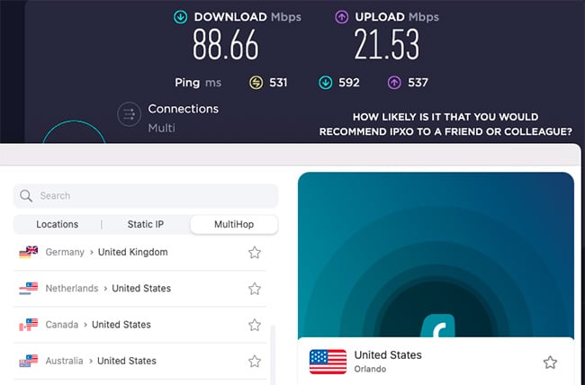 Surfshark VPN Speed test