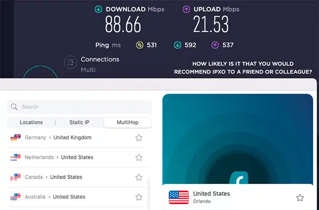 Surfshark VPN Speed test
