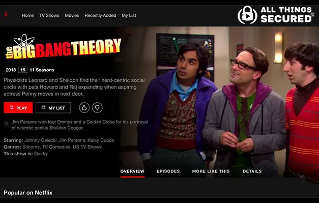 Big Bang Theory Netflix Page