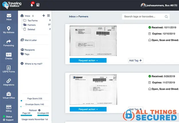 Traveling postkasse desktop dashboard