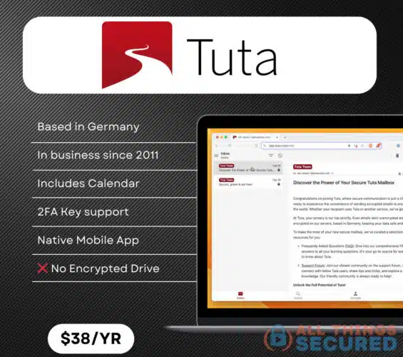 List of Tuta encrypted email features
