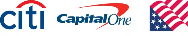 Citi, Capital One and American bank logos