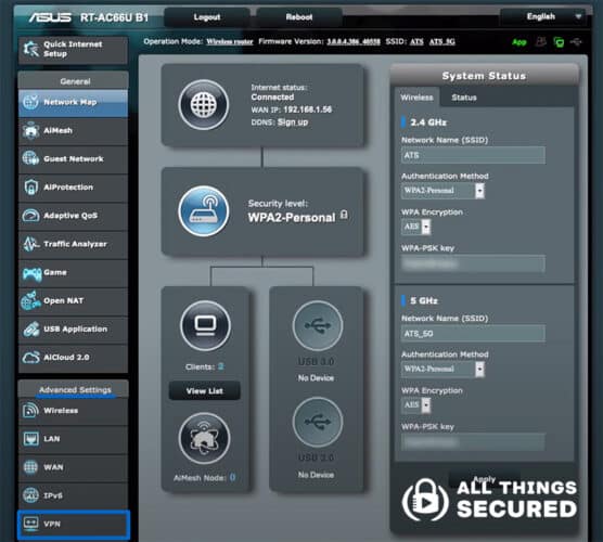 VPN router settings