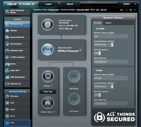 VPN router settings