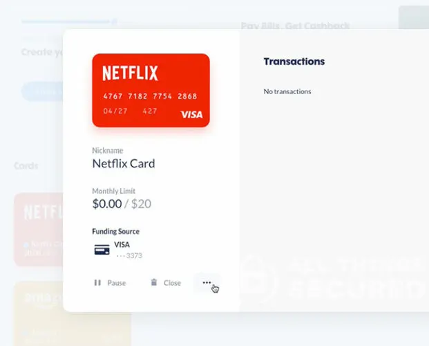 virtual credit card for Netflix