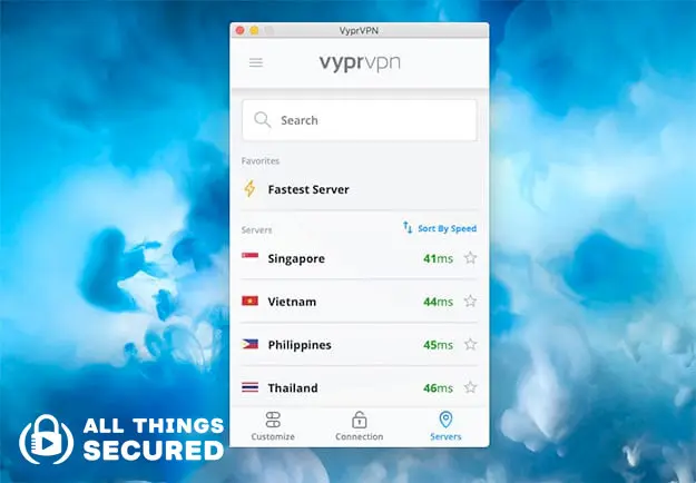 VyprVPN desktop app server options