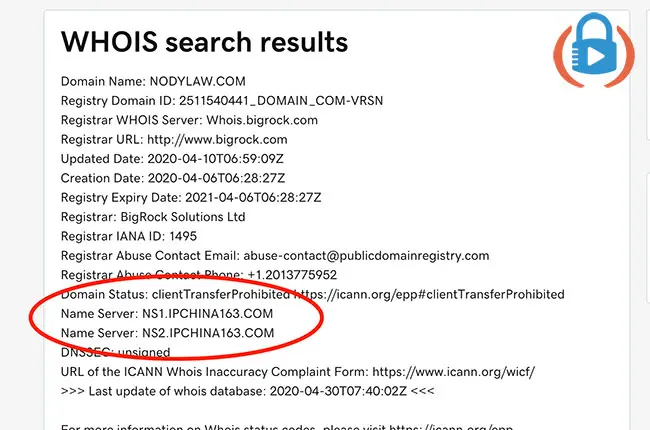 A WhoIs check from GoDaddy
