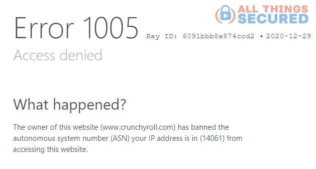 Crunchyroll error 1005