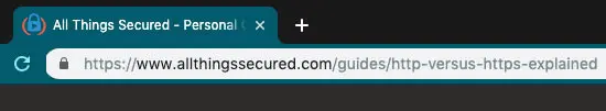 Example URL using the https security protocol