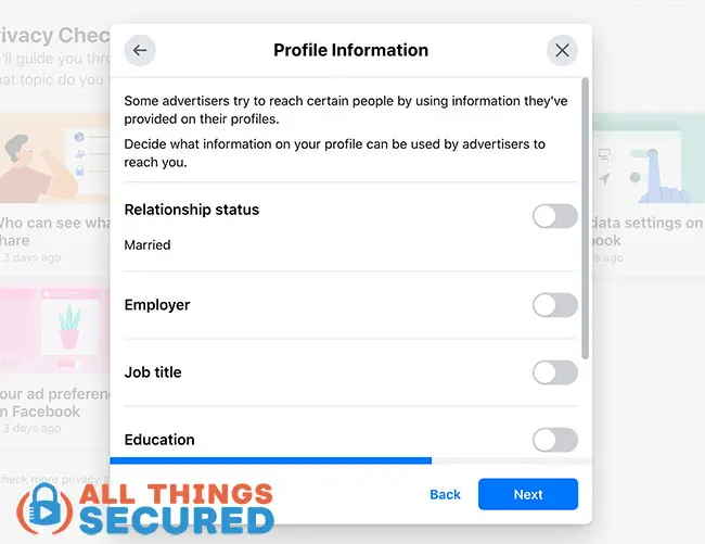 Facebook ad preference settings