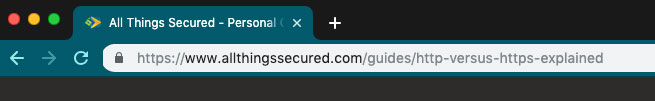 An example of a website secured with "https"