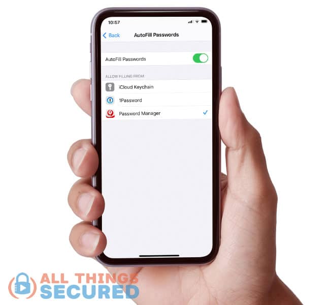 iPhone autofill passwords setting