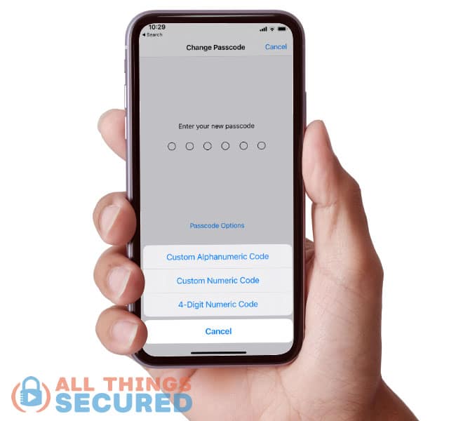 iPhone change passcode settings