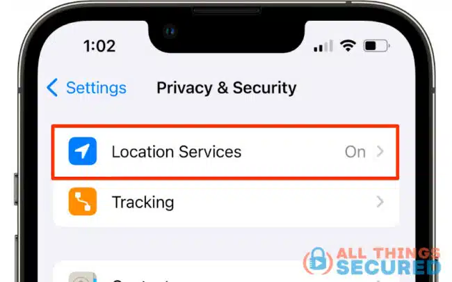 iPhone location services setting