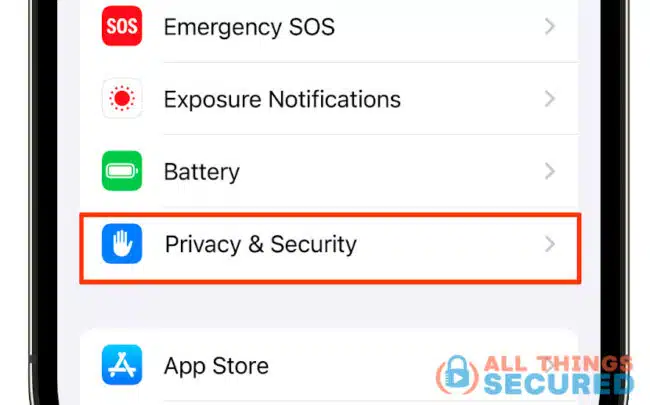 iPhone Privacy and security settings