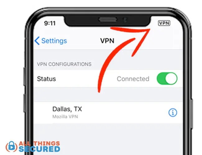 iPhone VPN connected symbol
